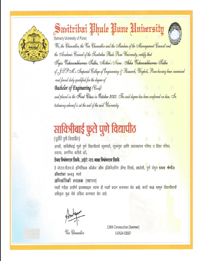 Tejas graduated from JSPM UNIVERSITY / SPPU