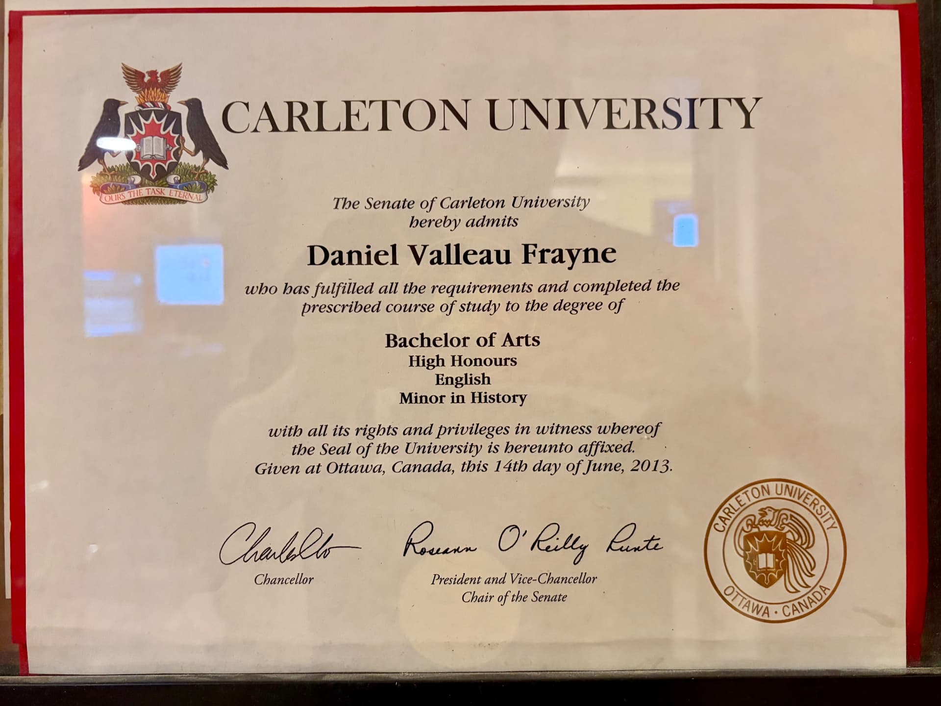 Daniel graduated from carleton university