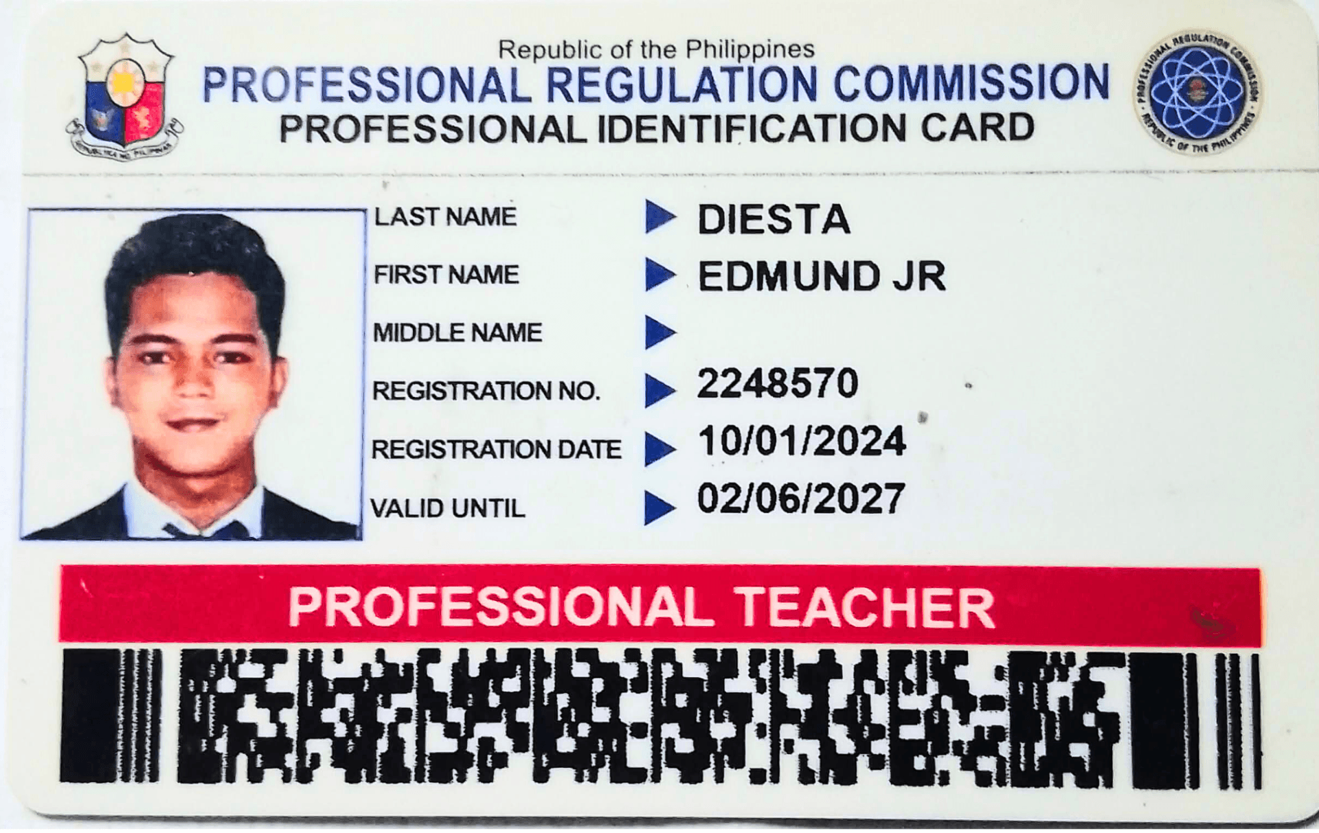 Edmund Jr graduated from Sorsogon State University