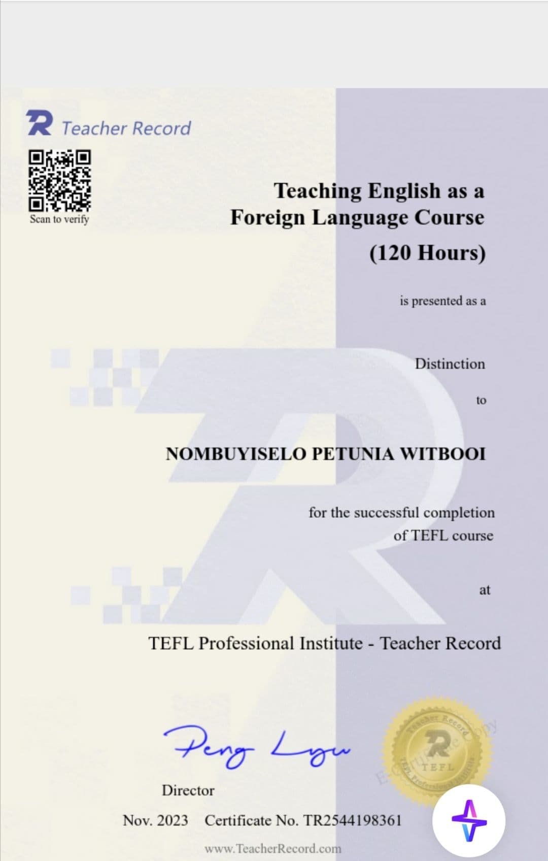 Petunia graduated from City Varsity Johannesburg