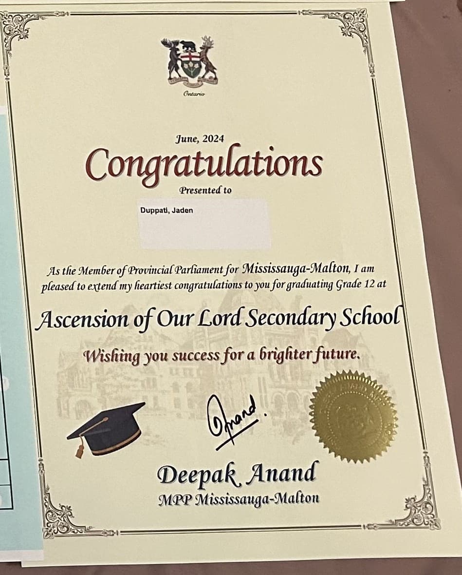 Certificates of Jaden