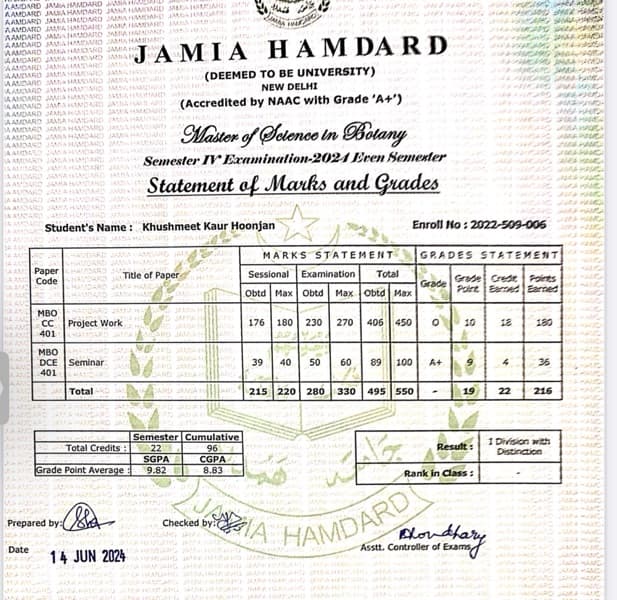 Khushmeet graduated from Jamia Hamdard
