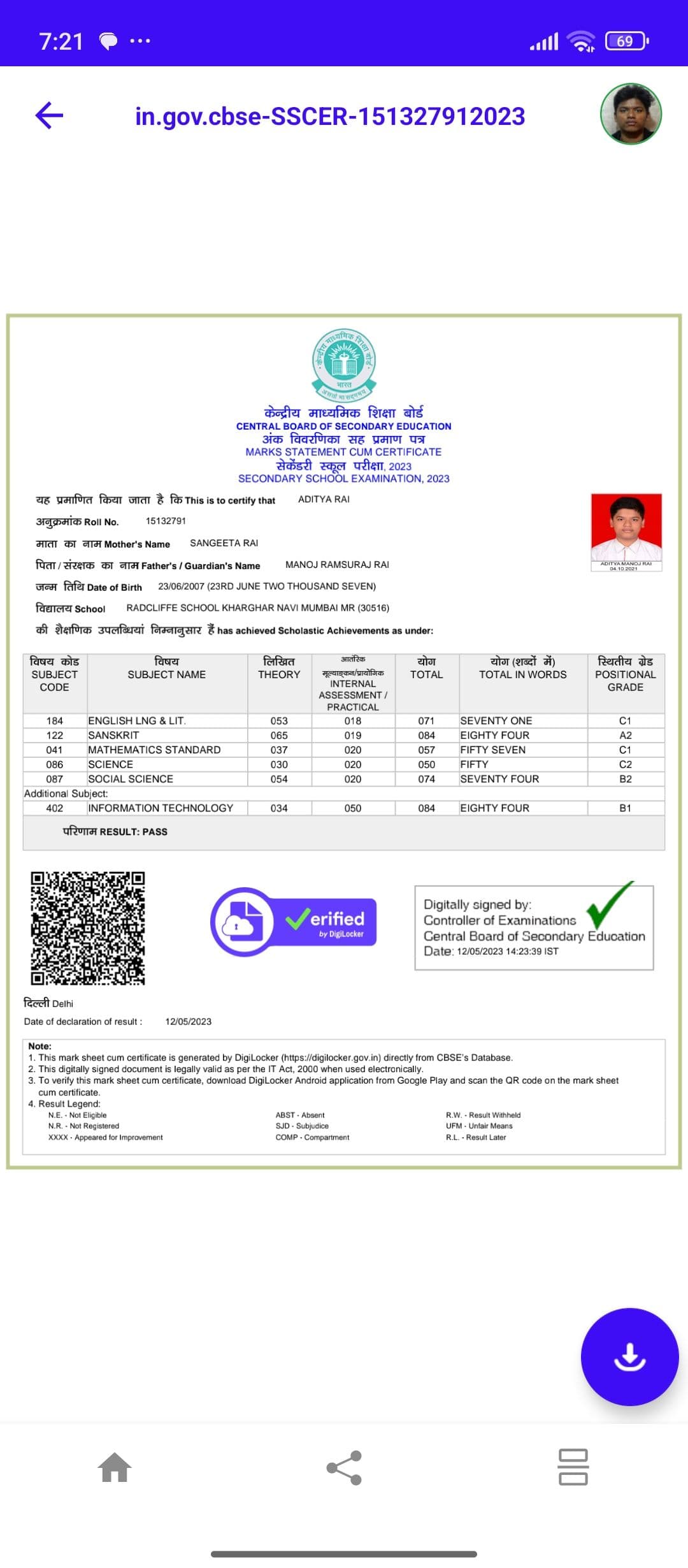 Aditya graduated from Solapur university