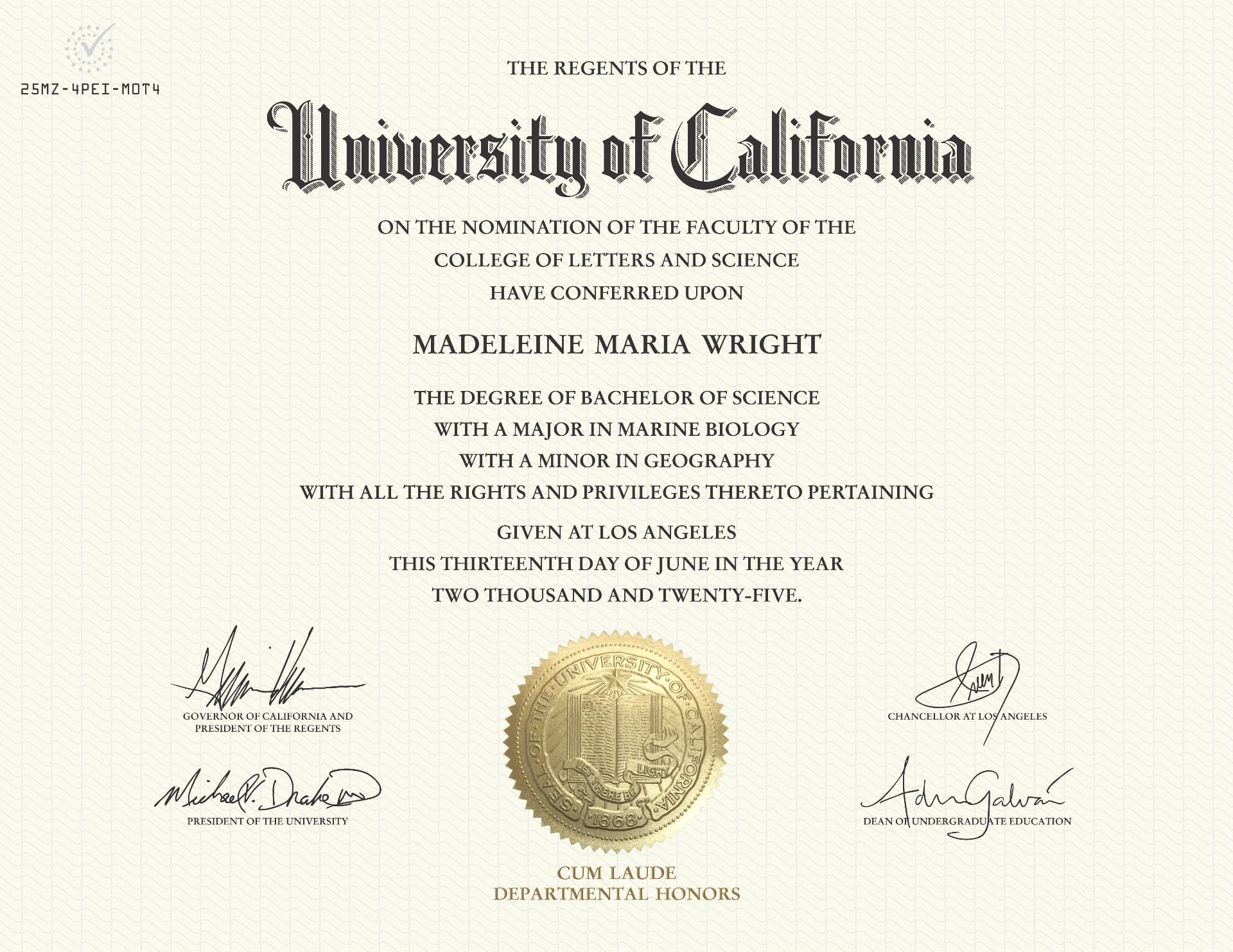 Madeleine graduated from University of California, Los Angeles