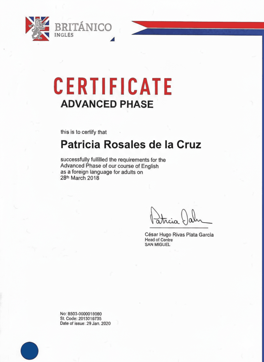 Patricia graduated from Britanico