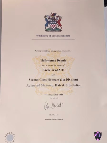 Holly Anne graduated from Gloucester
