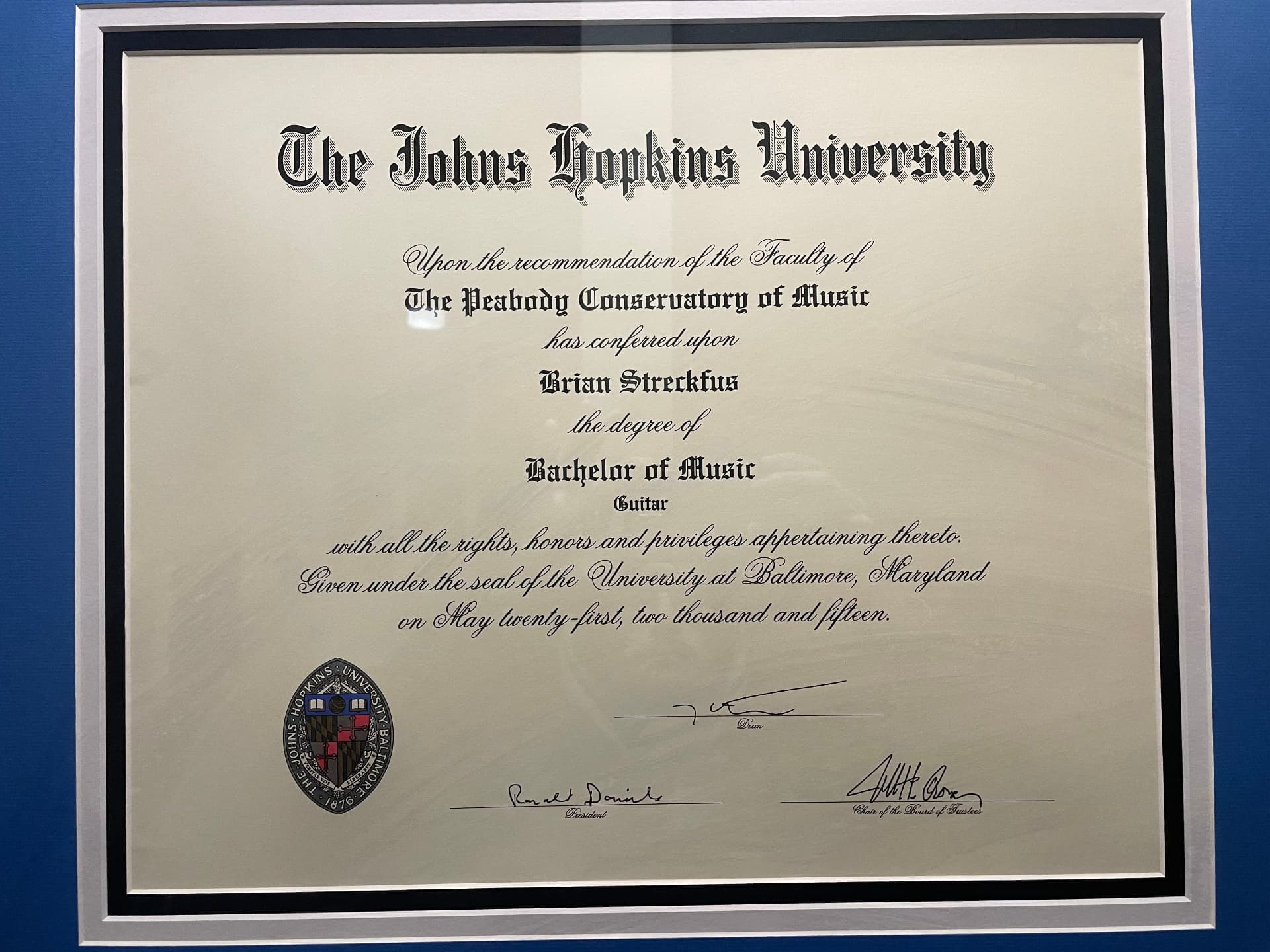 Brian graduated from Towson University