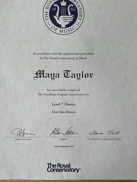 Maya graduated from The Royal Conservatory of Music