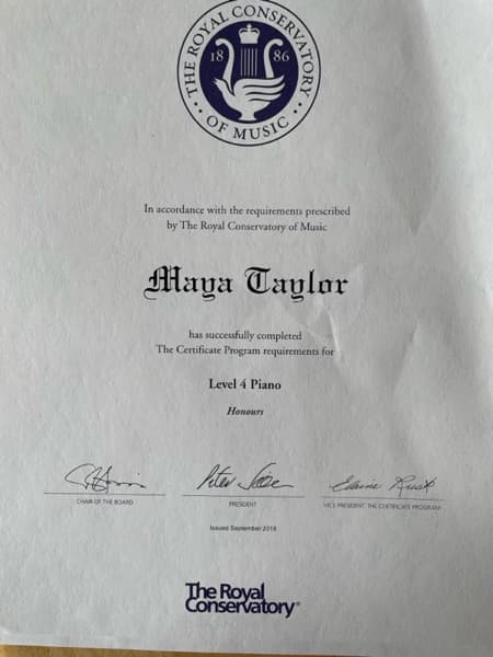 Maya graduated from The Royal Conservatory of Music