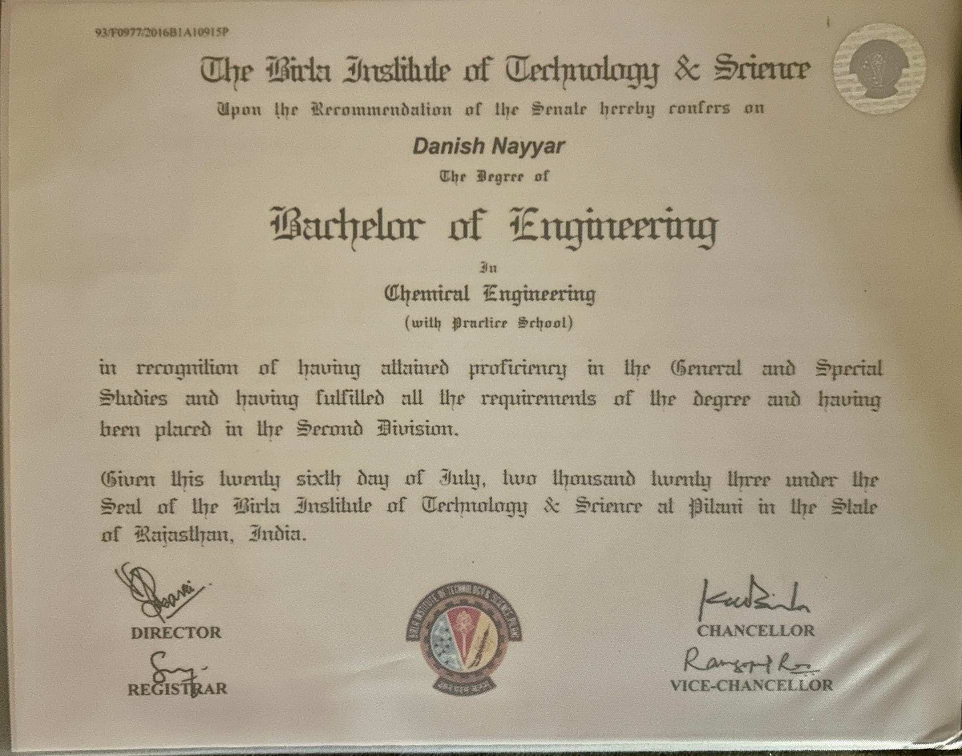 Danish graduated from Birla Institute of Technology and Science, Pilani