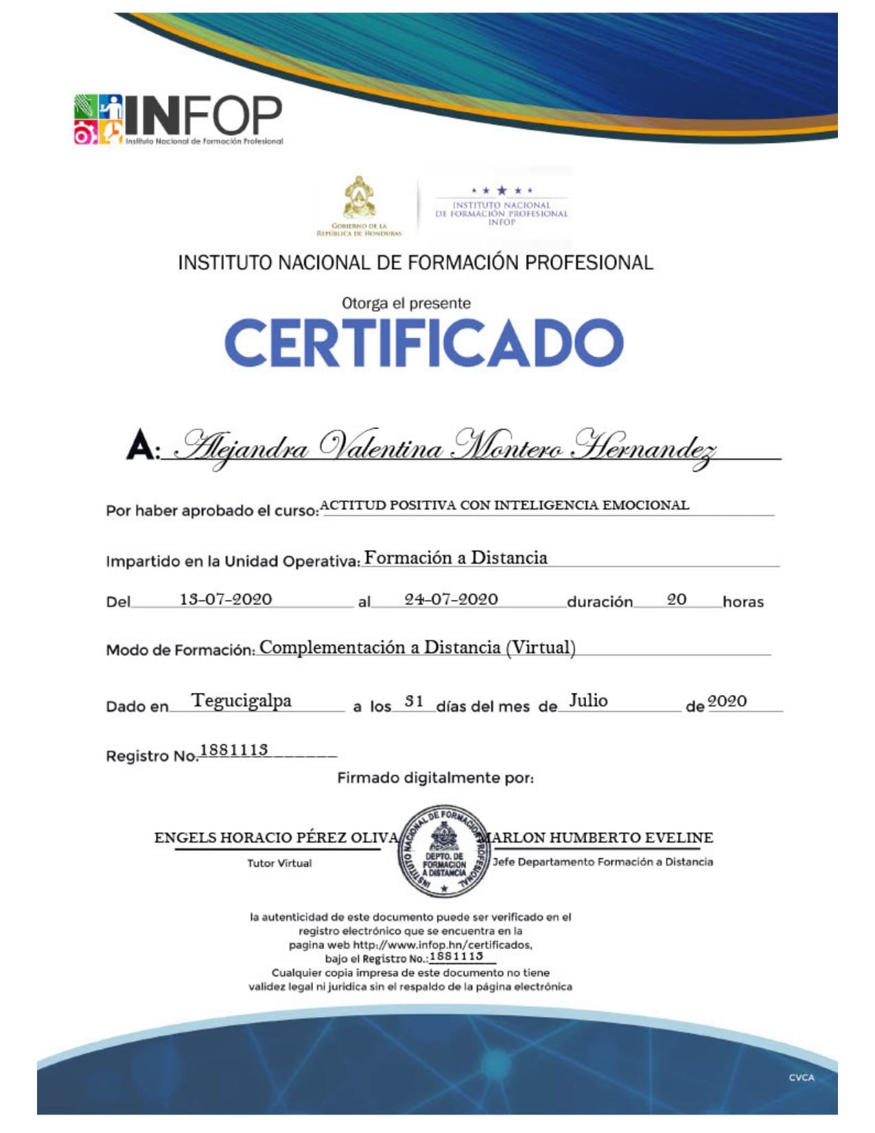 Alejandra graduated from ADEN University