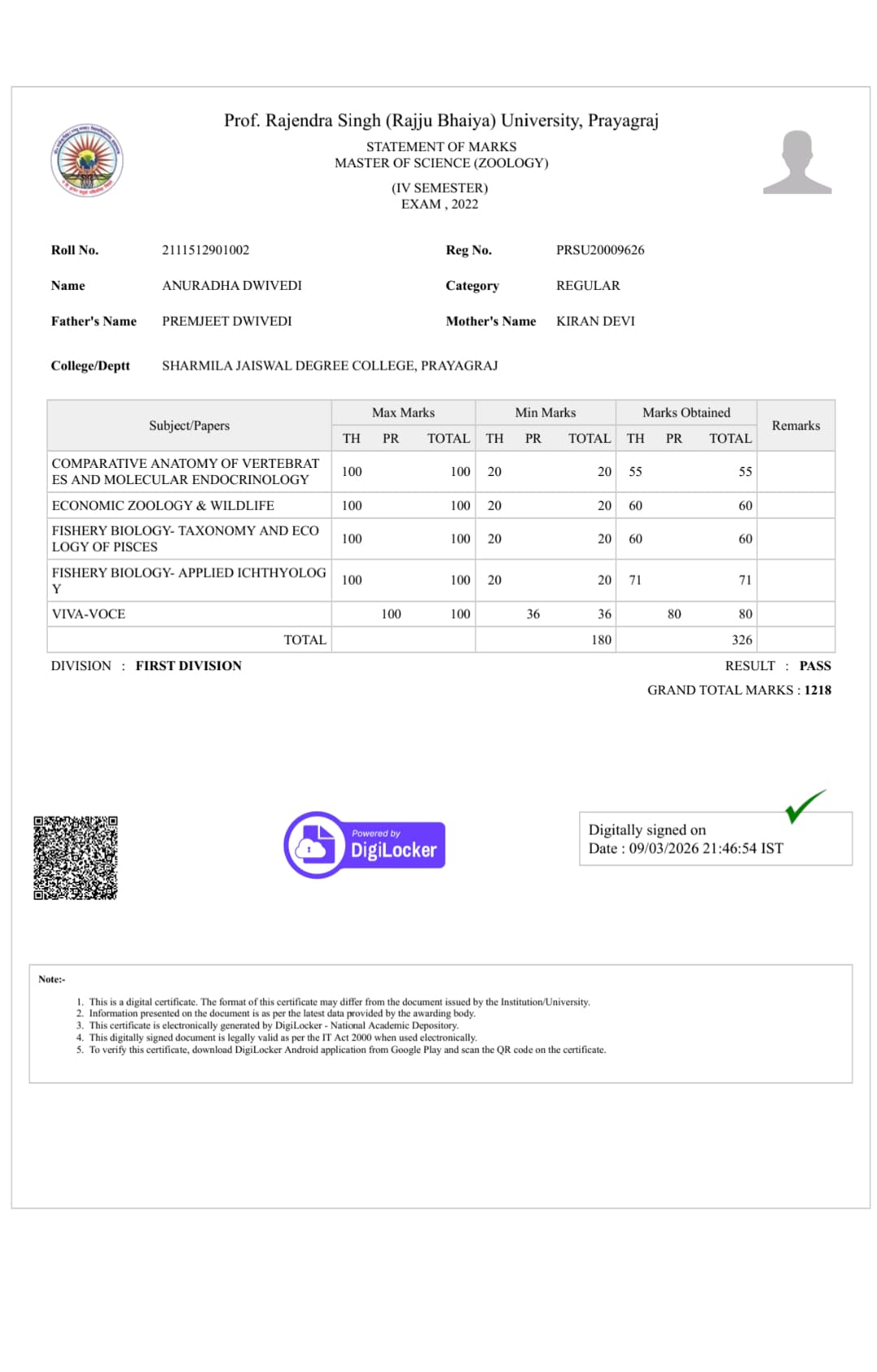 Anuradha graduated from Mahatma Gandhi Kashi Vidyapith, Varanasi, Uttar Pradesh, India