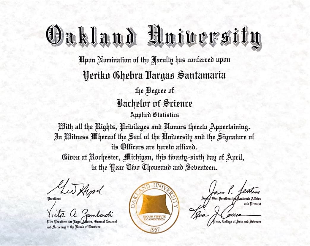 Yeriko graduated from Oakland University