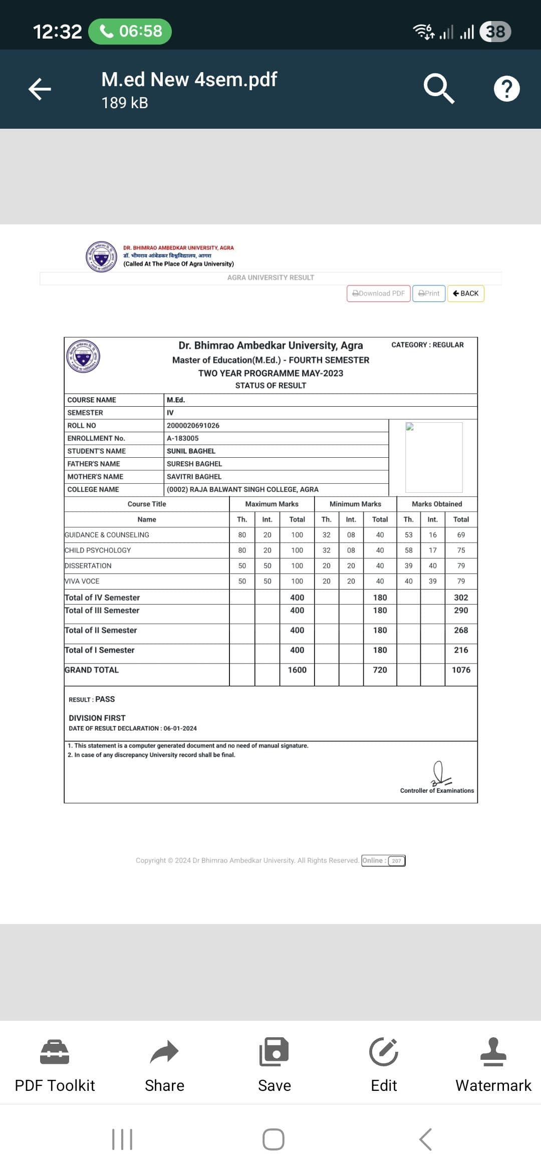 Sunil graduated from Dbrau