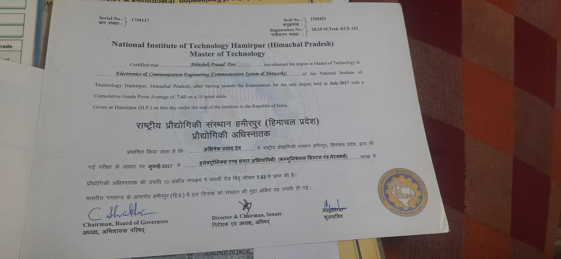 Abhishek Prasad graduated from NIT HAMIRPUR