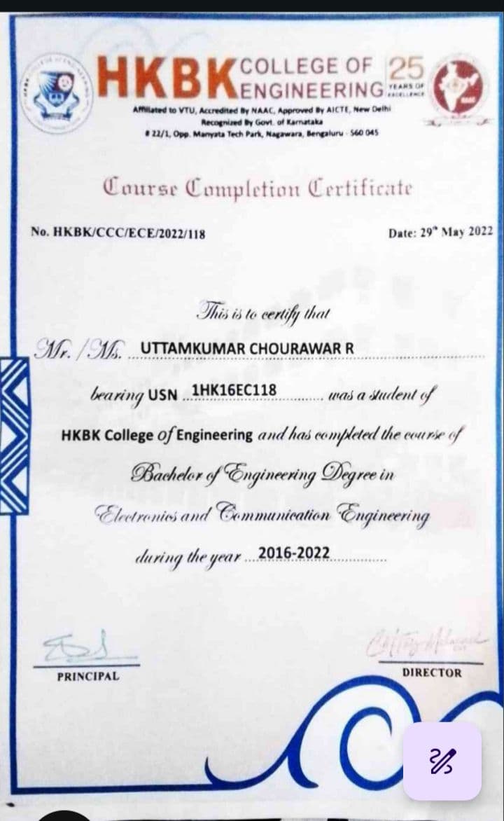 Utam graduated from Vishveshwara technology University