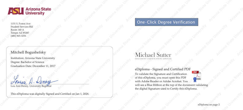 Mitchell graduated from Arizona State University