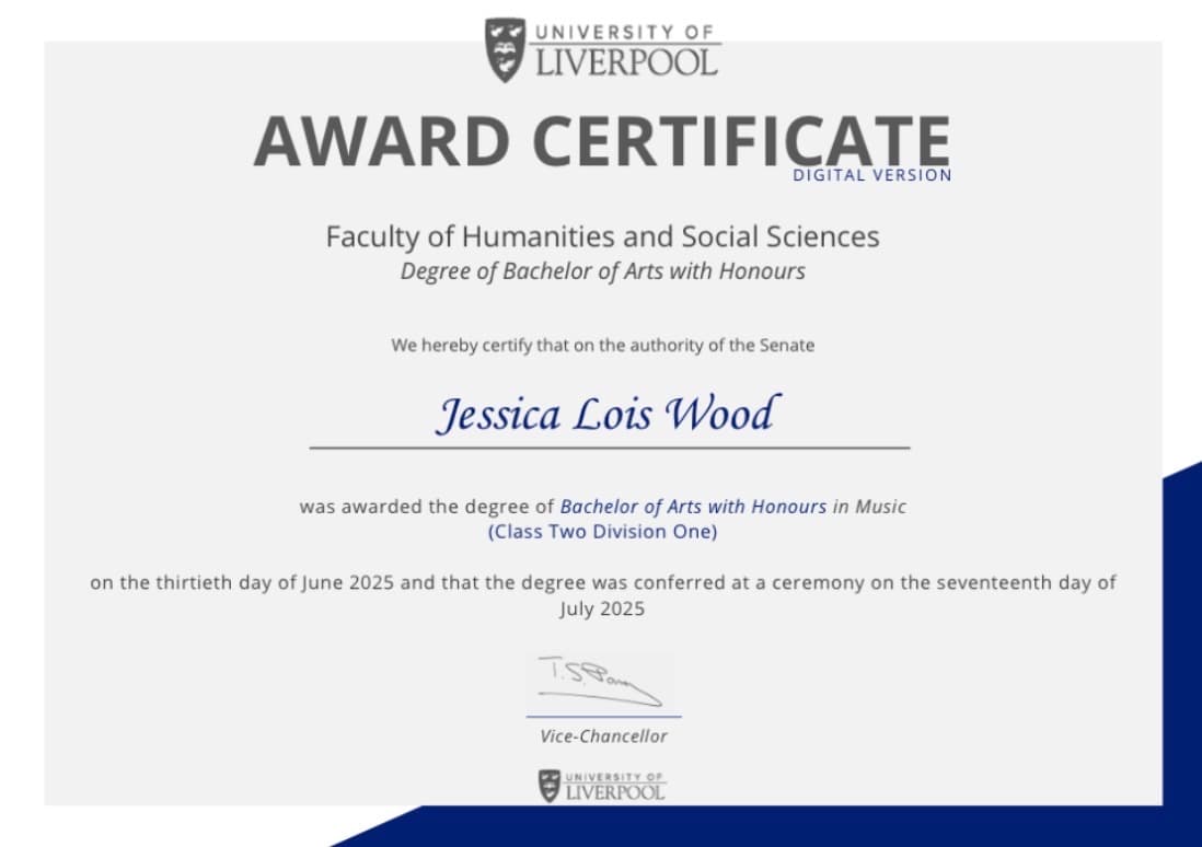 Jessica graduated from University of Liverpool