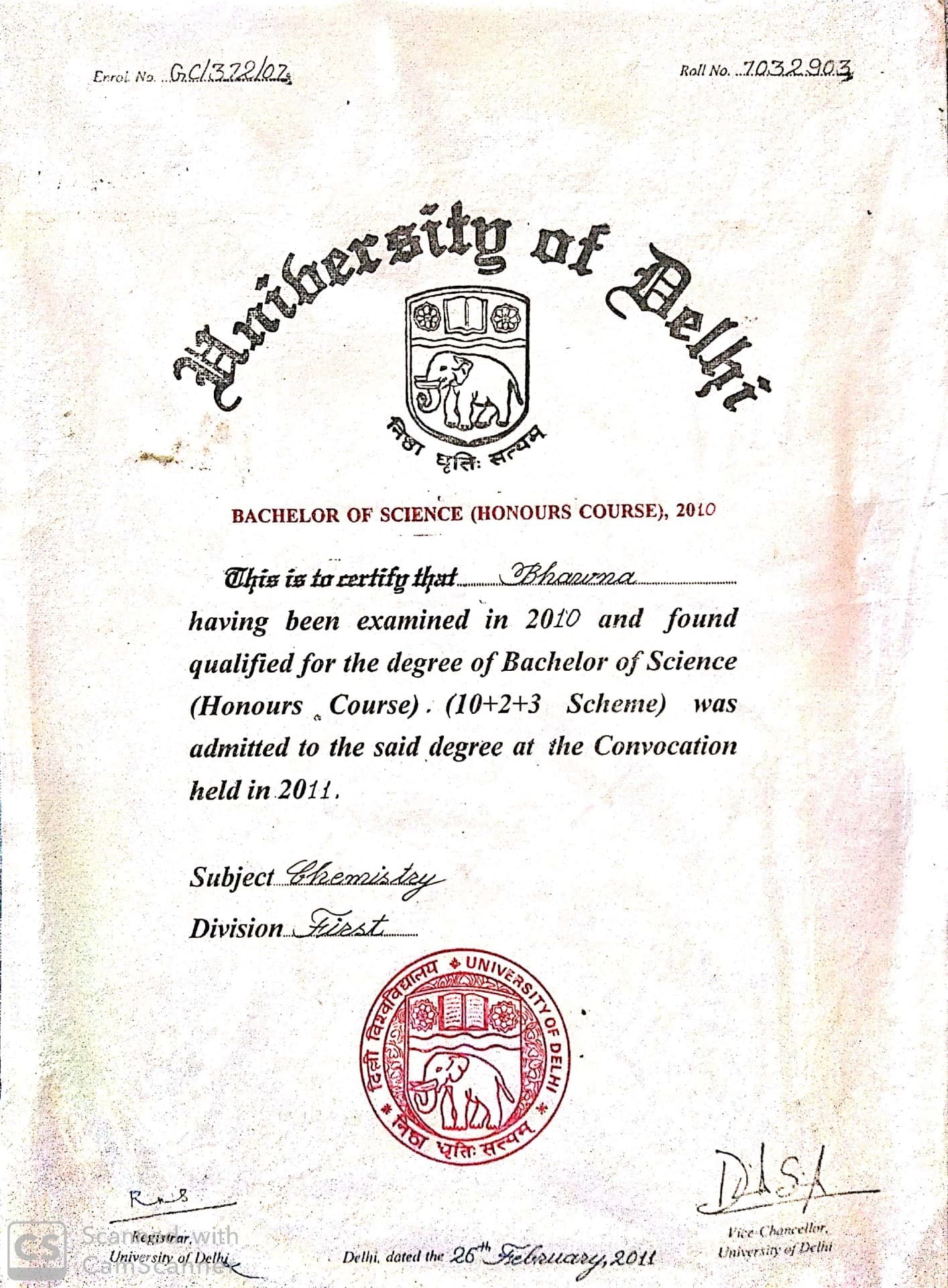 Bhawna graduated from Delhi university