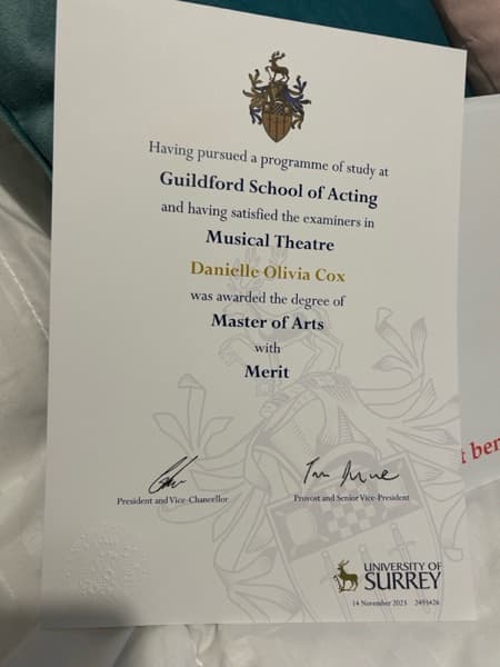 Danielle graduated from Guildford School of Acting