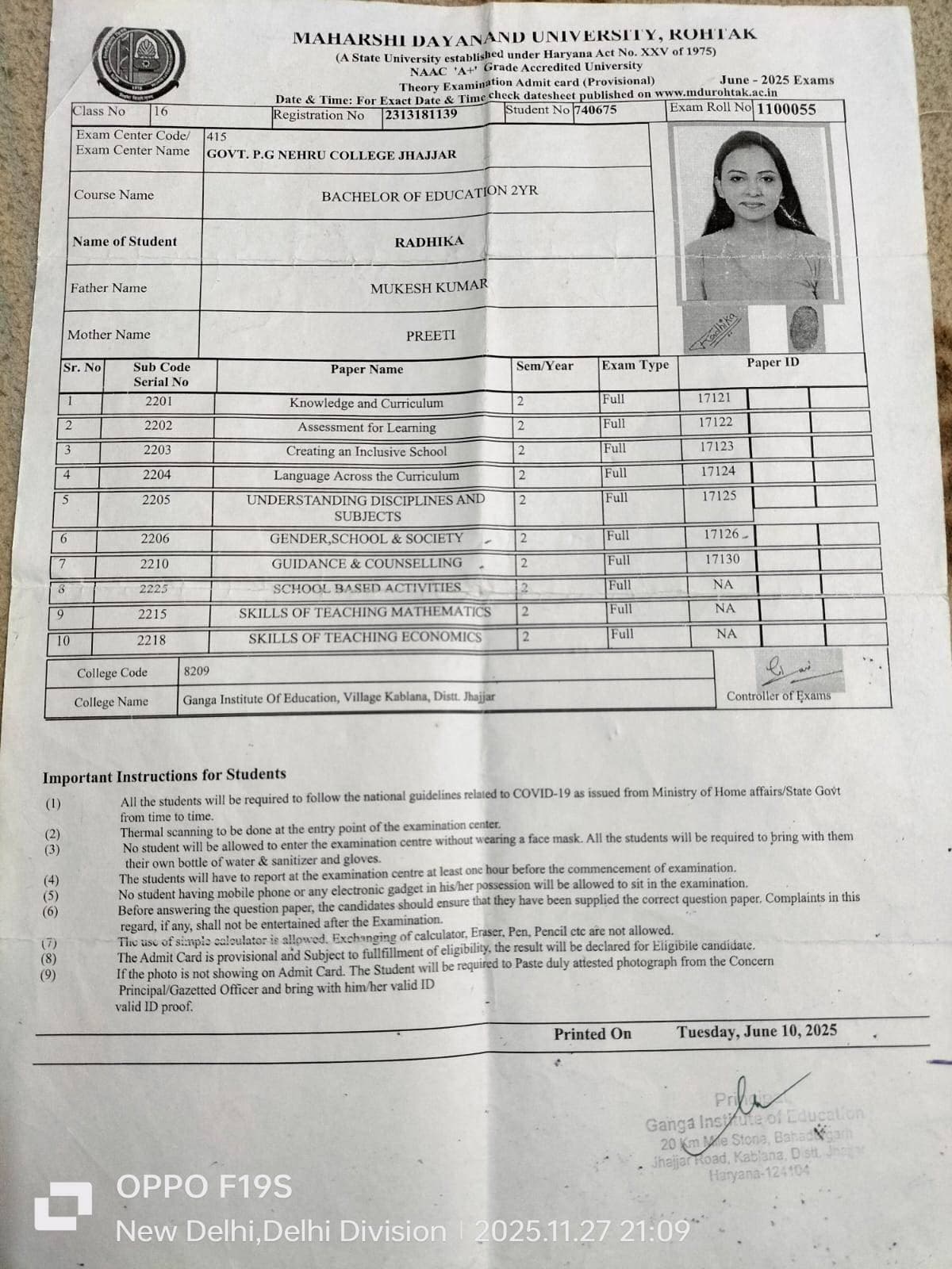 Radhika graduated from Maharshi Dayanand University - Rohtak