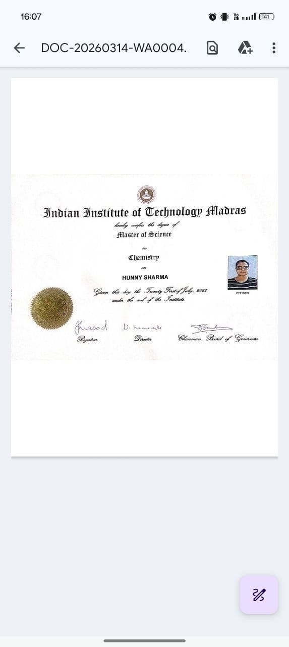 Hunny graduated from IIT Madras