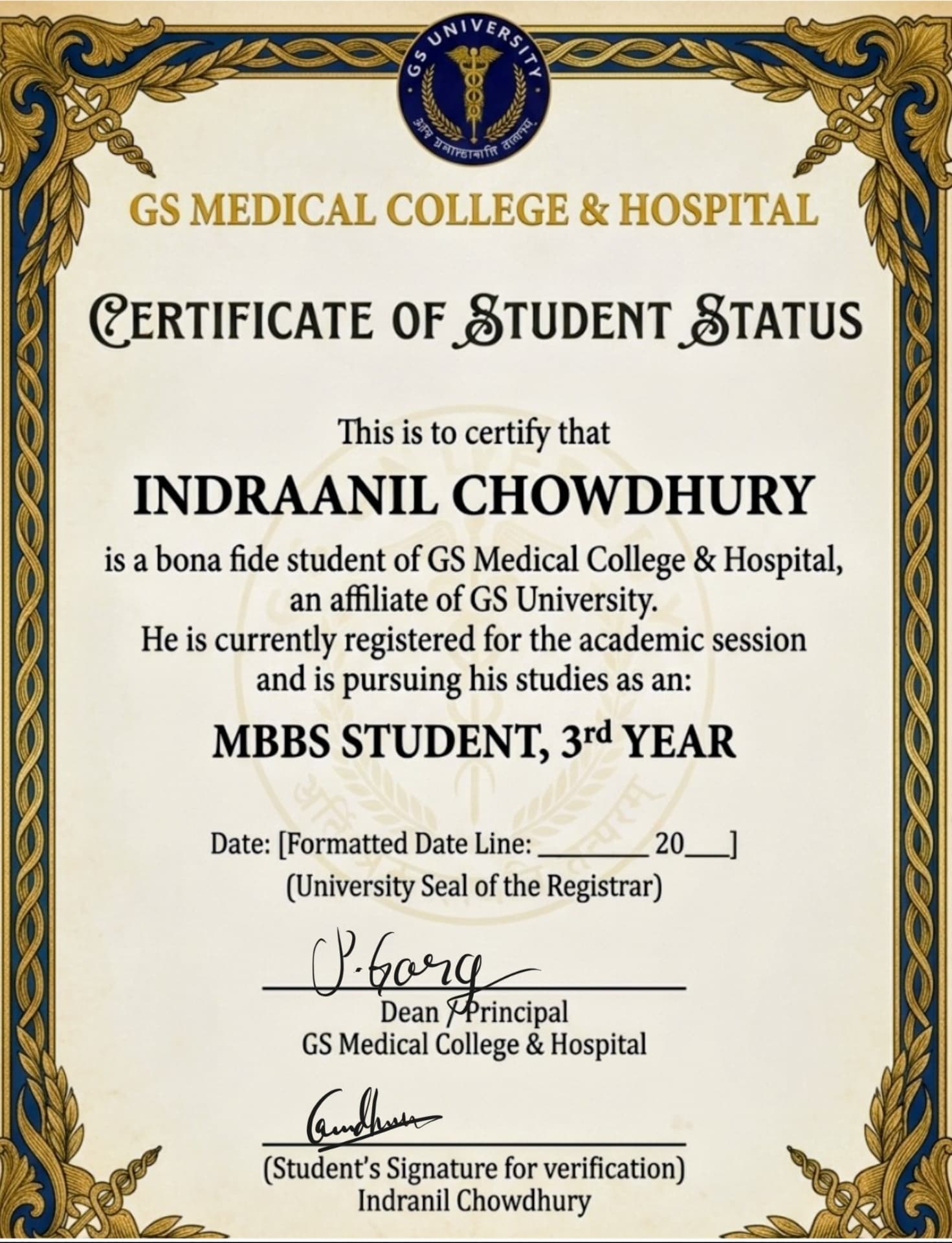 Indranil graduated from GS Medical College