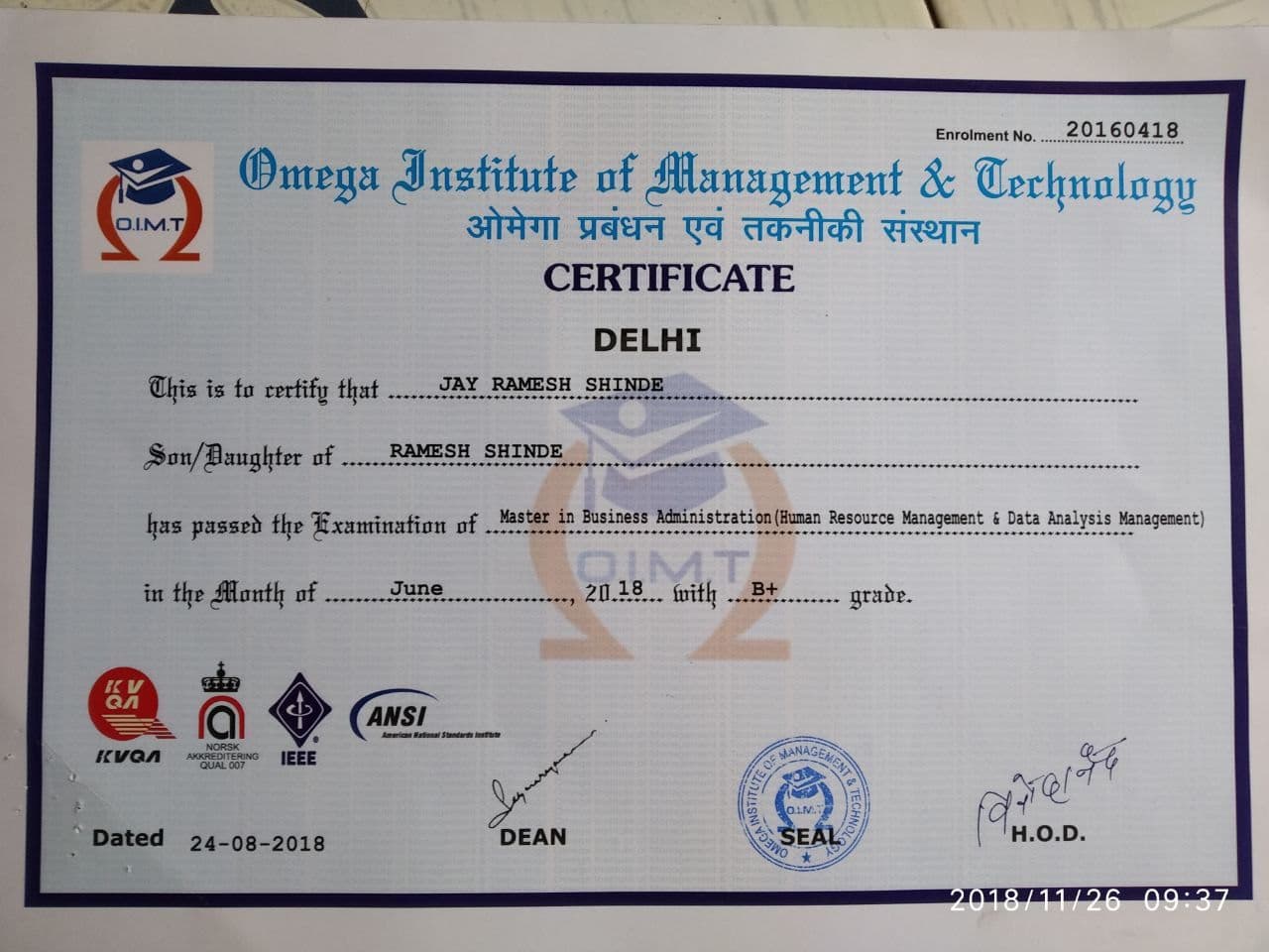 Jay graduated from Delhi University