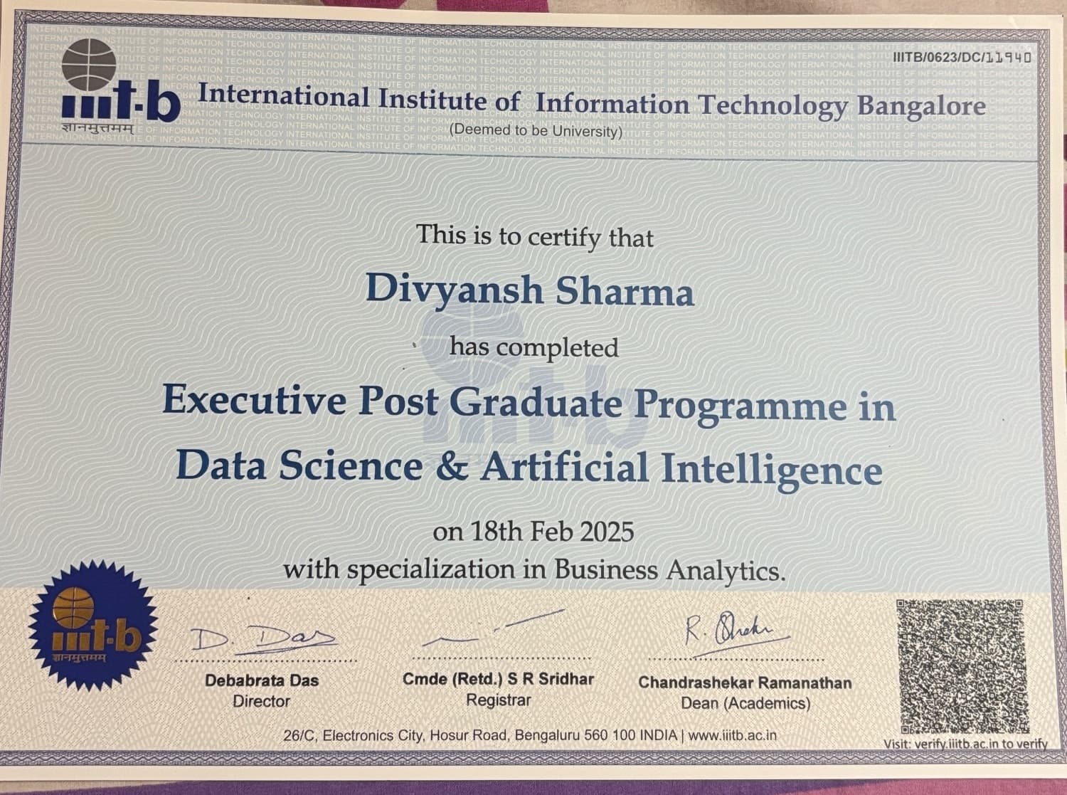 Divyansh graduated from International Institute of Information Technology, Bangalore