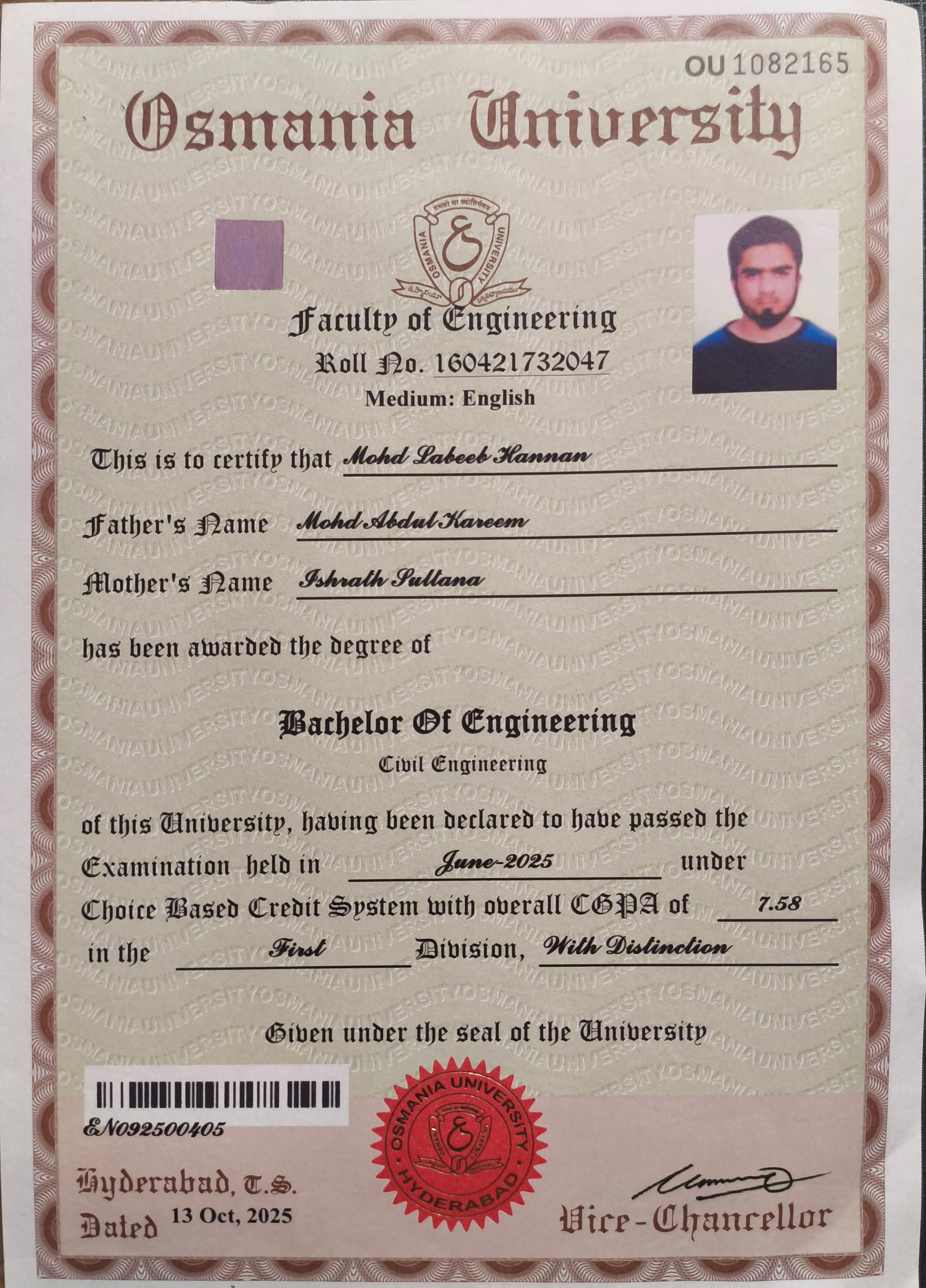 Labeeb graduated from Osmania University