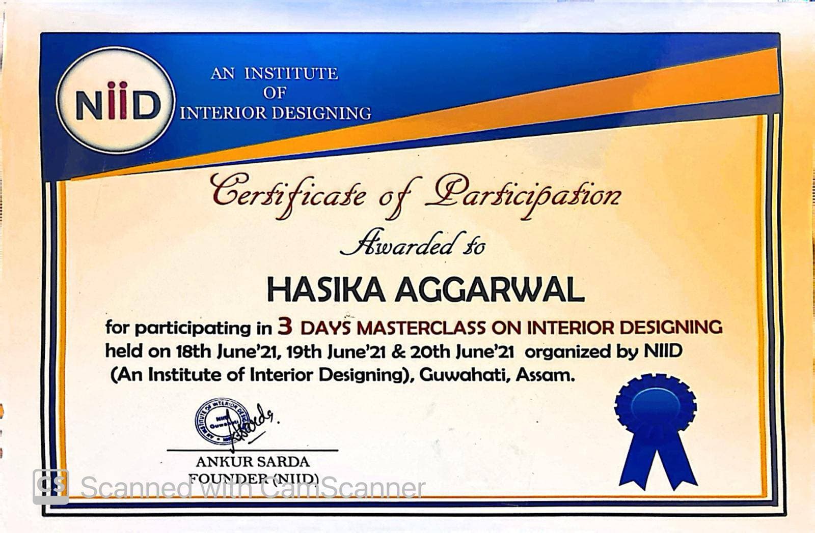 hasika graduated from indian institute of interior design association
