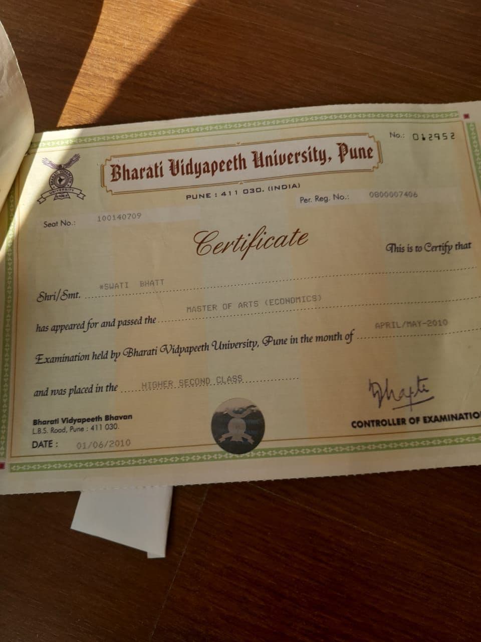 Swati graduated from Pune university