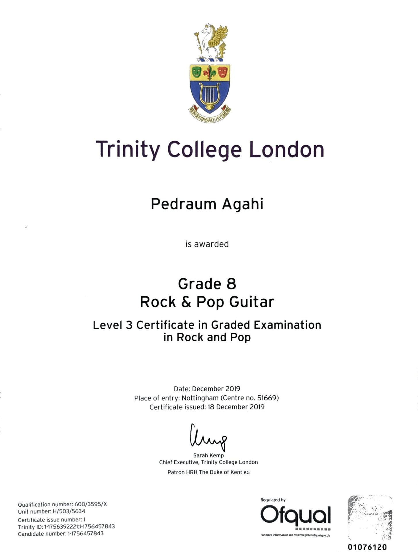Pedraum graduated from Leeds Conservatoire