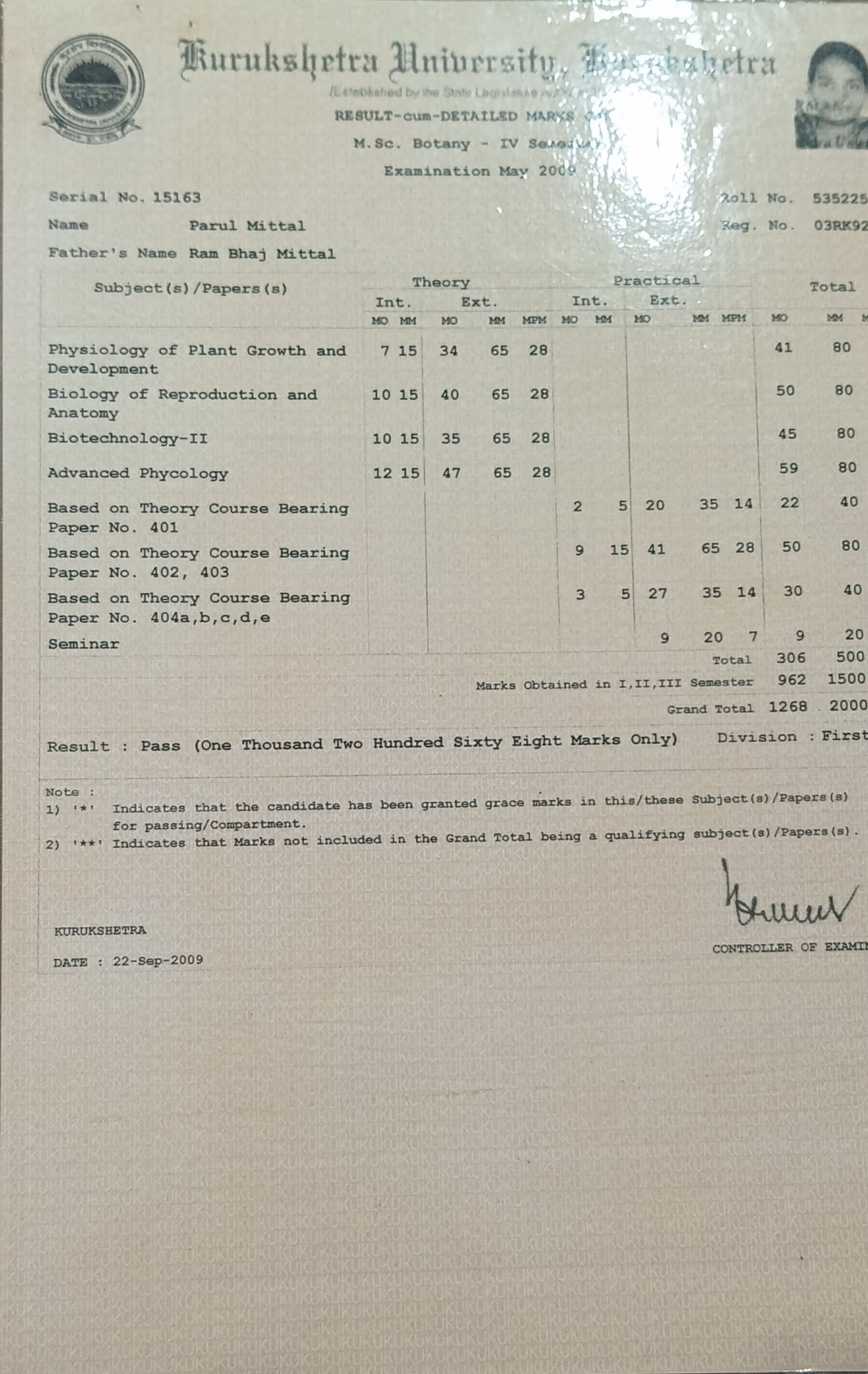 Parul graduated from Kuk