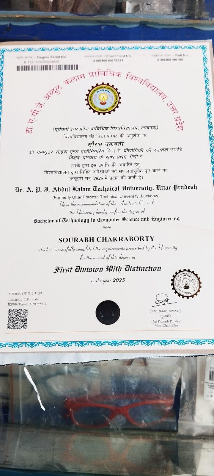 Sourabh graduated from AKTU