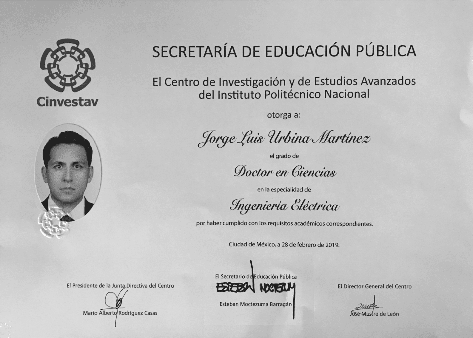 Jorge Luis graduated from Cinvestav
