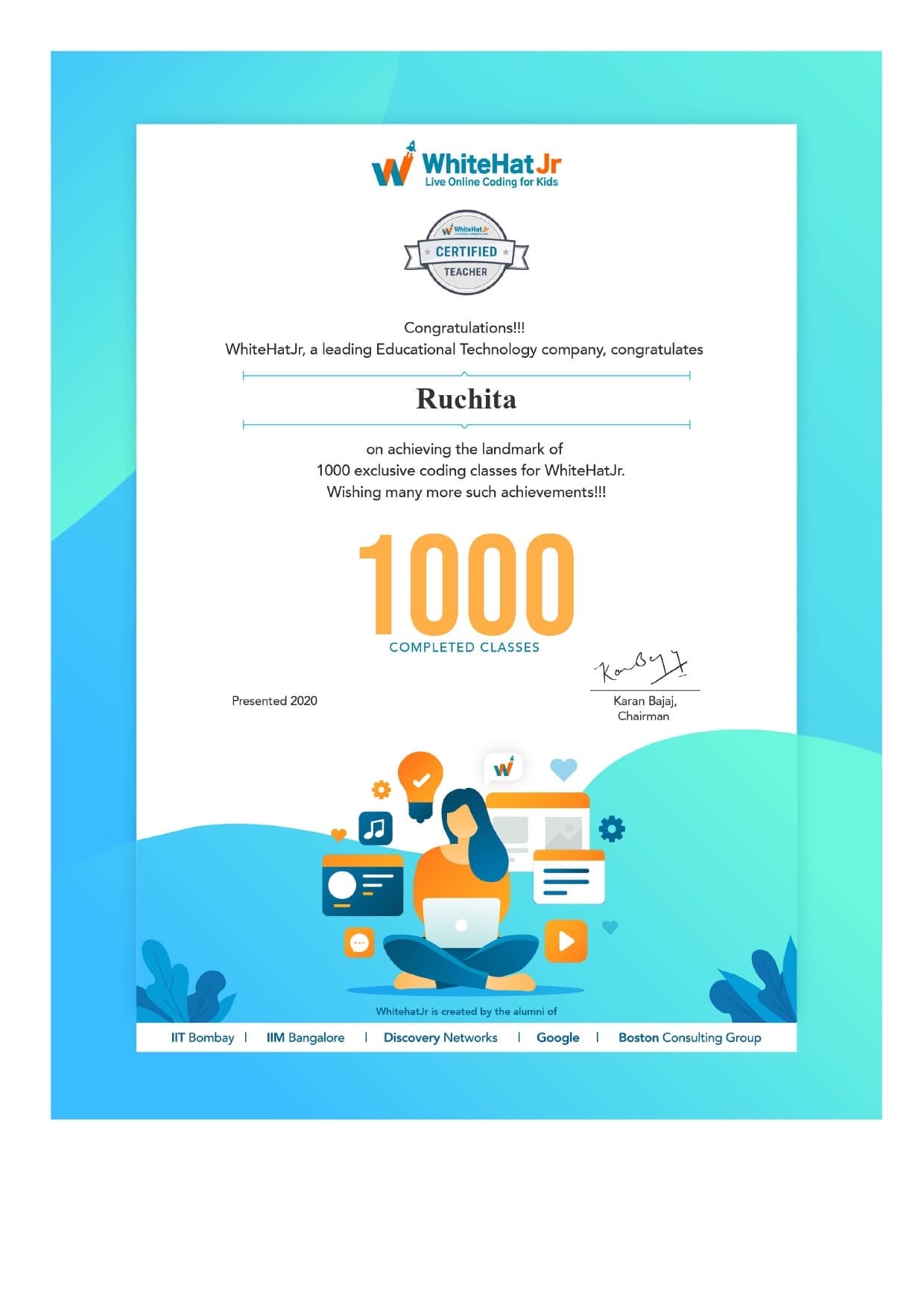 Ruchita graduated from MIT,Pune