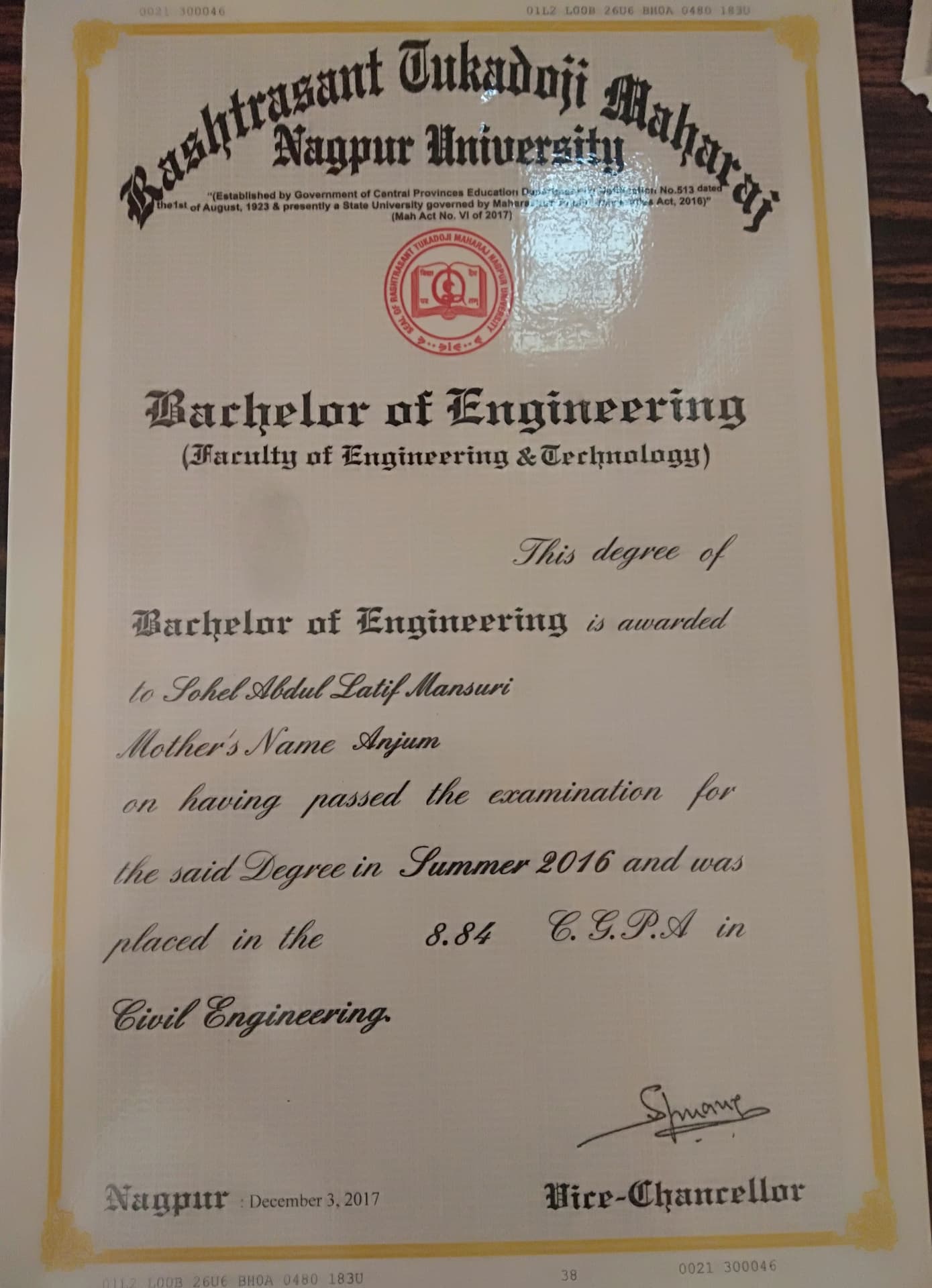 Sohel graduated from Rashtrasant Tukdoji Maharaj Nagpur University