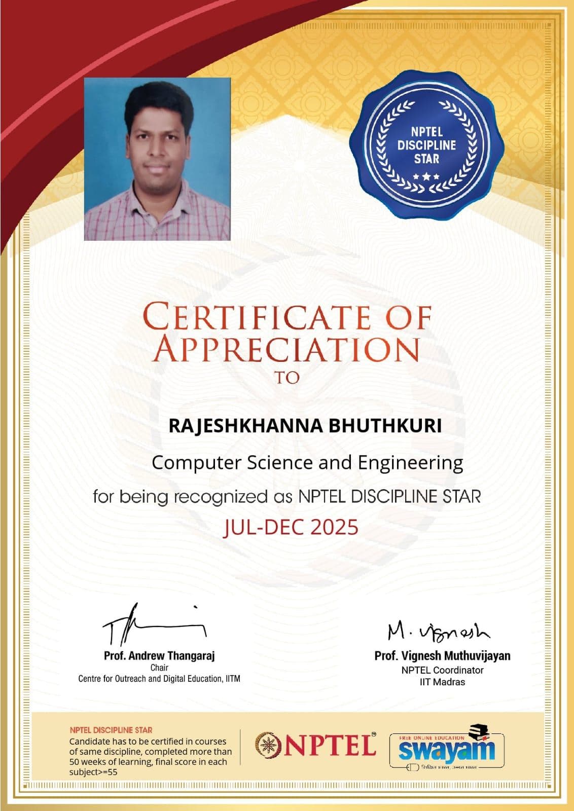 RAJESH graduated from NIT Warangal