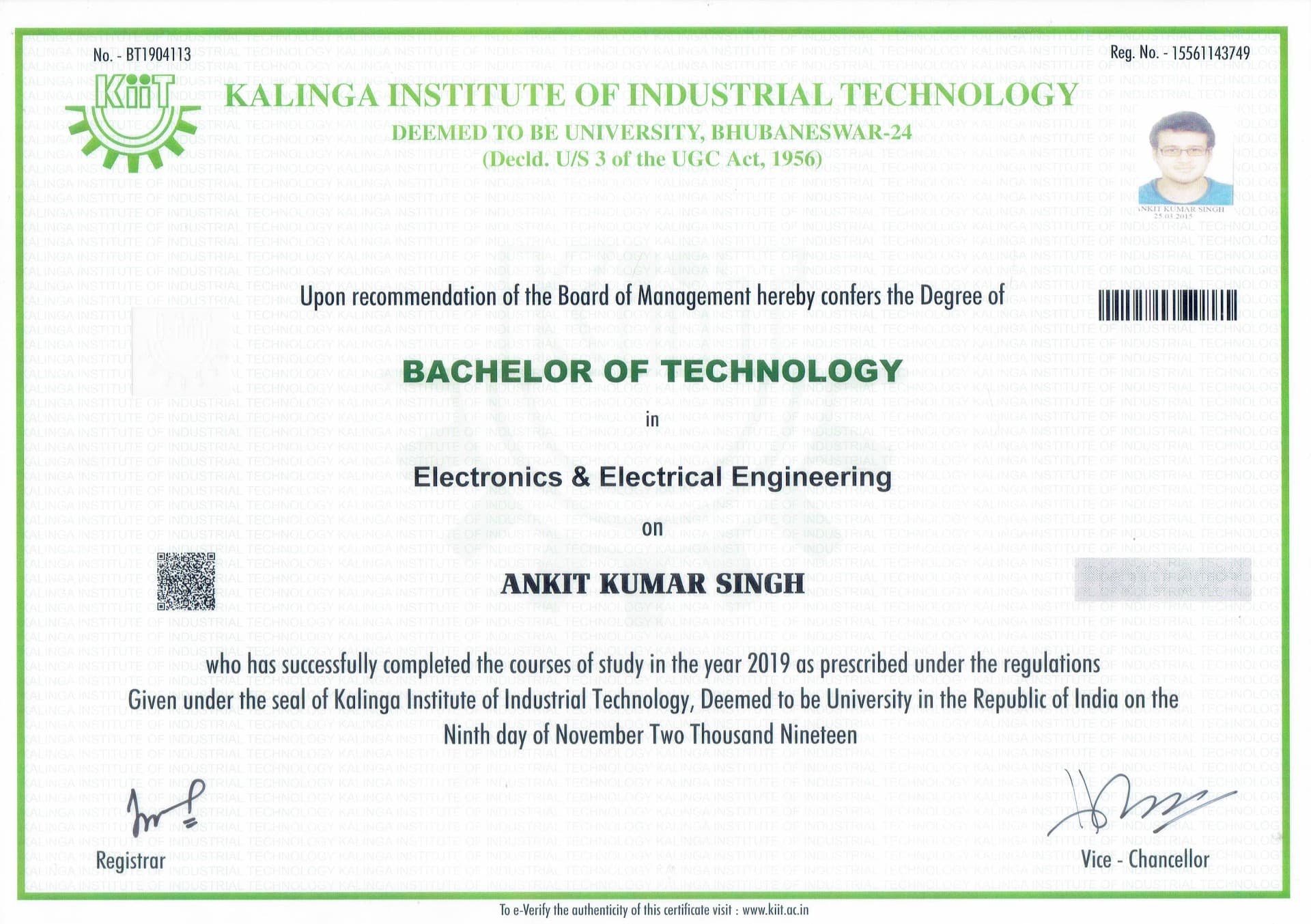 Ankit graduated from KIIT UNIVERSITY