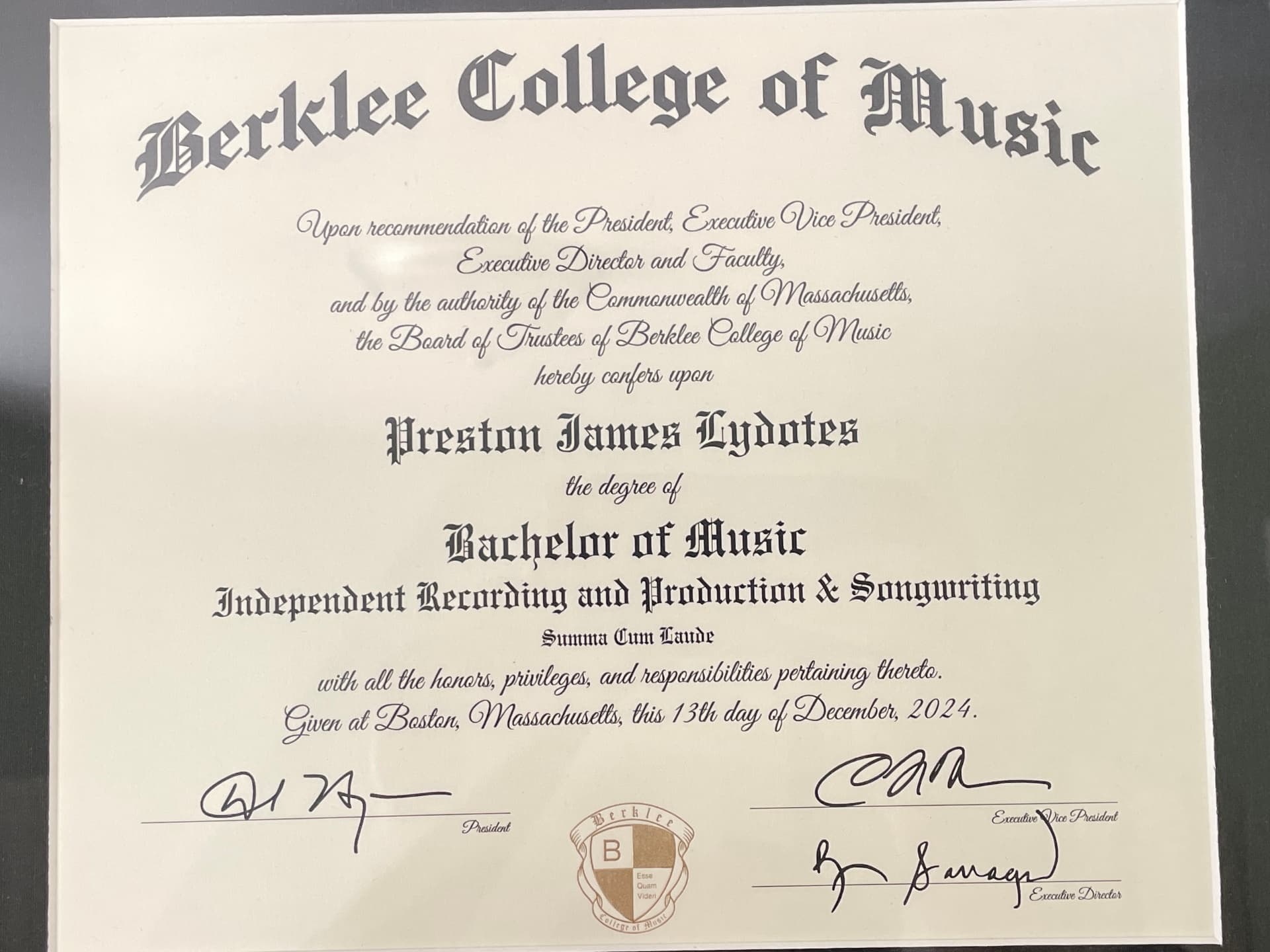 Preston graduated from Berklee College of Music
