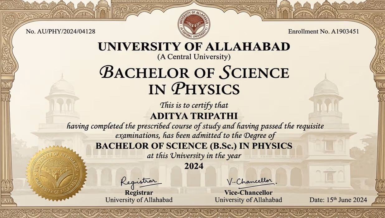 Aditya graduated from University of Allahabad