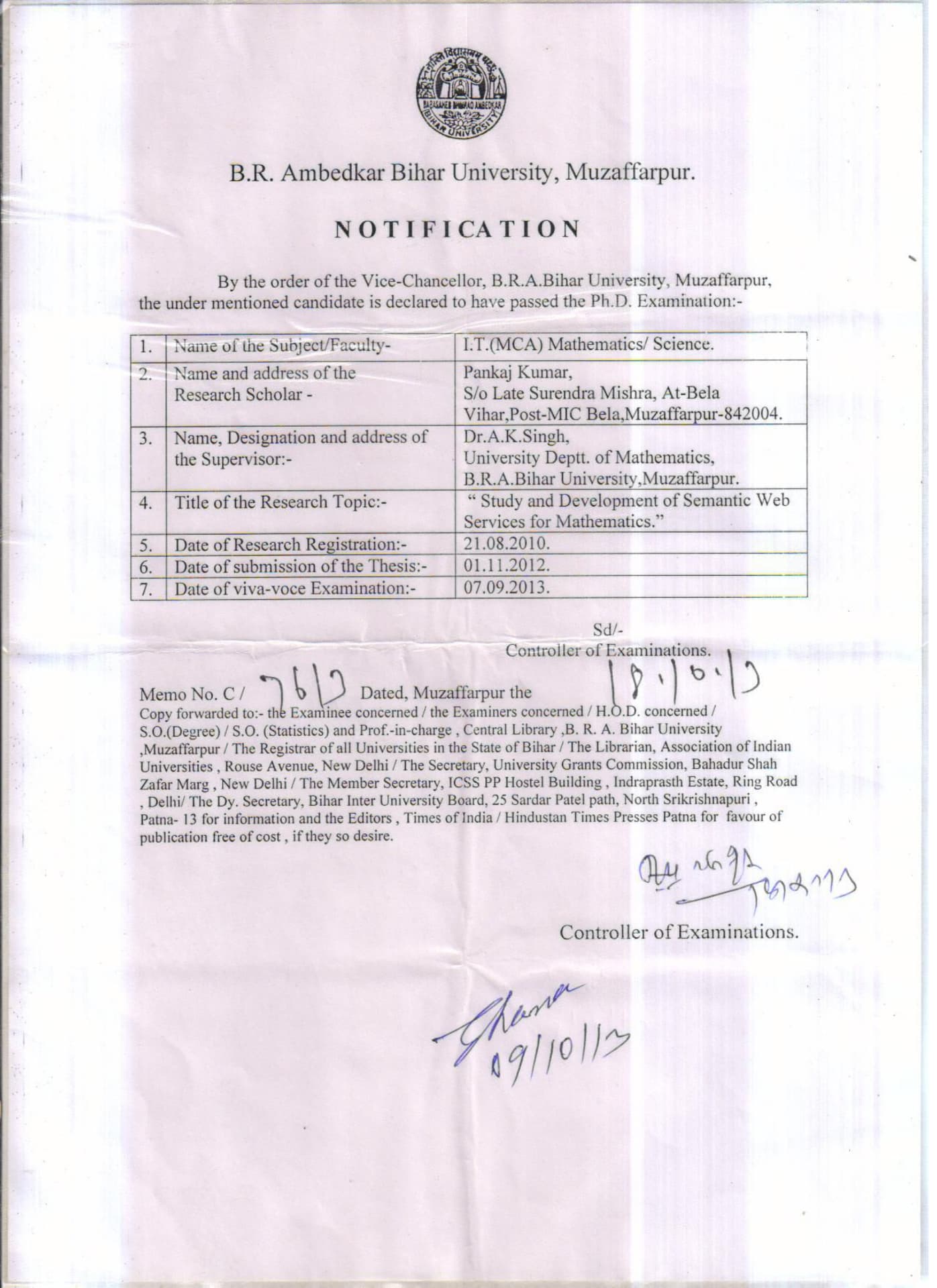 Pankaj graduated from Indira Gandhi National University