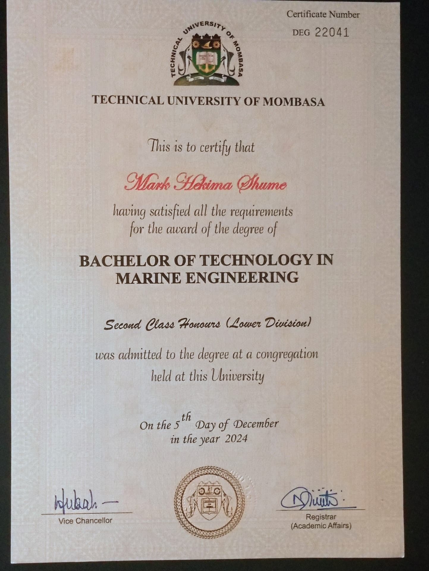 Mark Hekima graduated from ISCOD