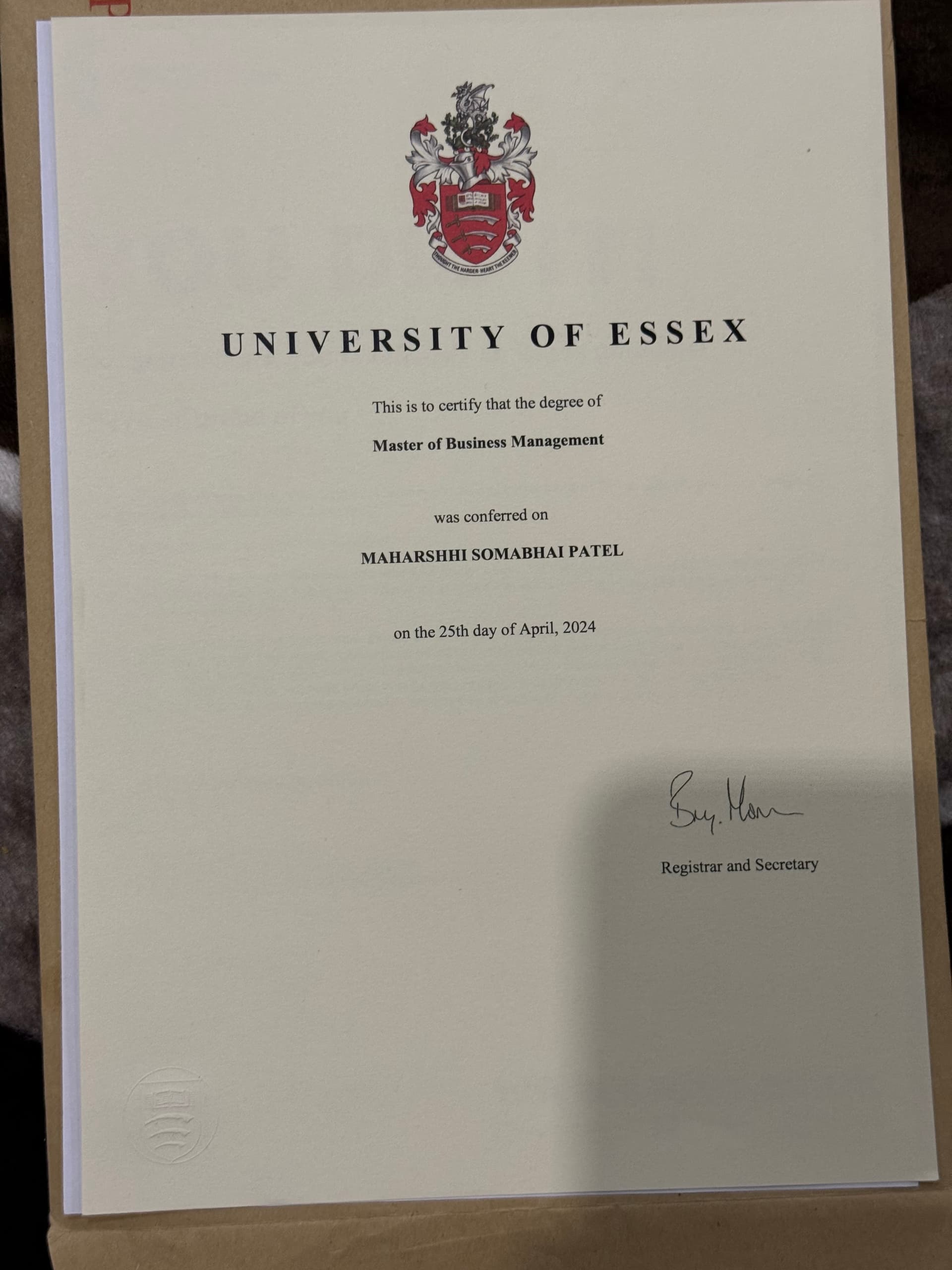 Maharshhi graduated from University of Essex