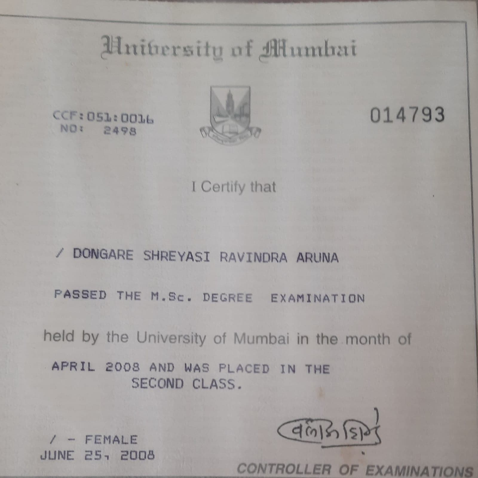 Shreyasi graduated from University of Mumbai