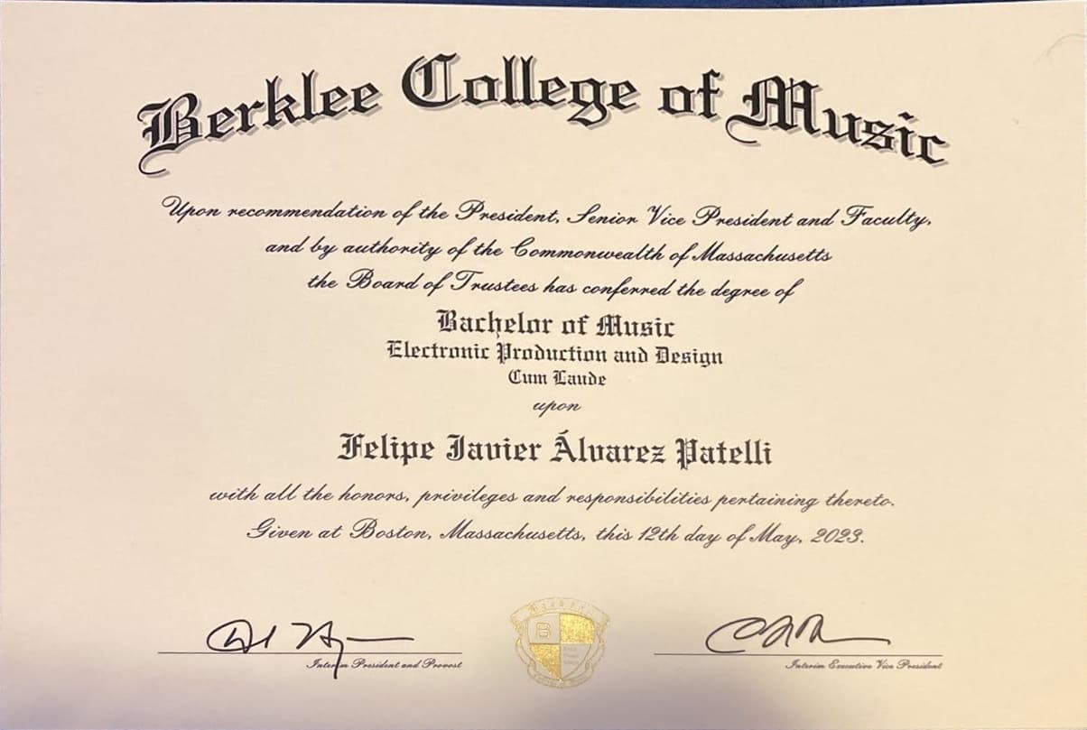 Felipe graduated from Berklee College of Music