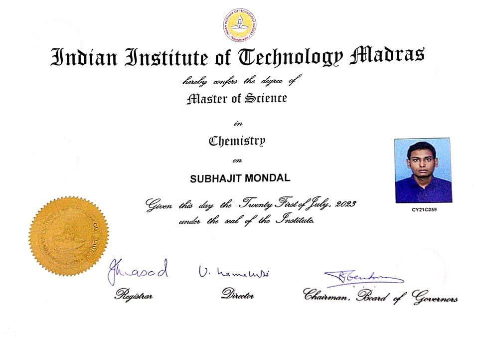 Subhajit graduated from IIT Madras
