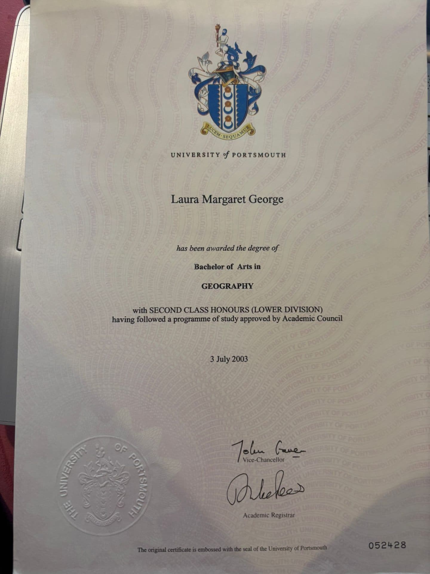 Laura graduated from University of Portsmouth
