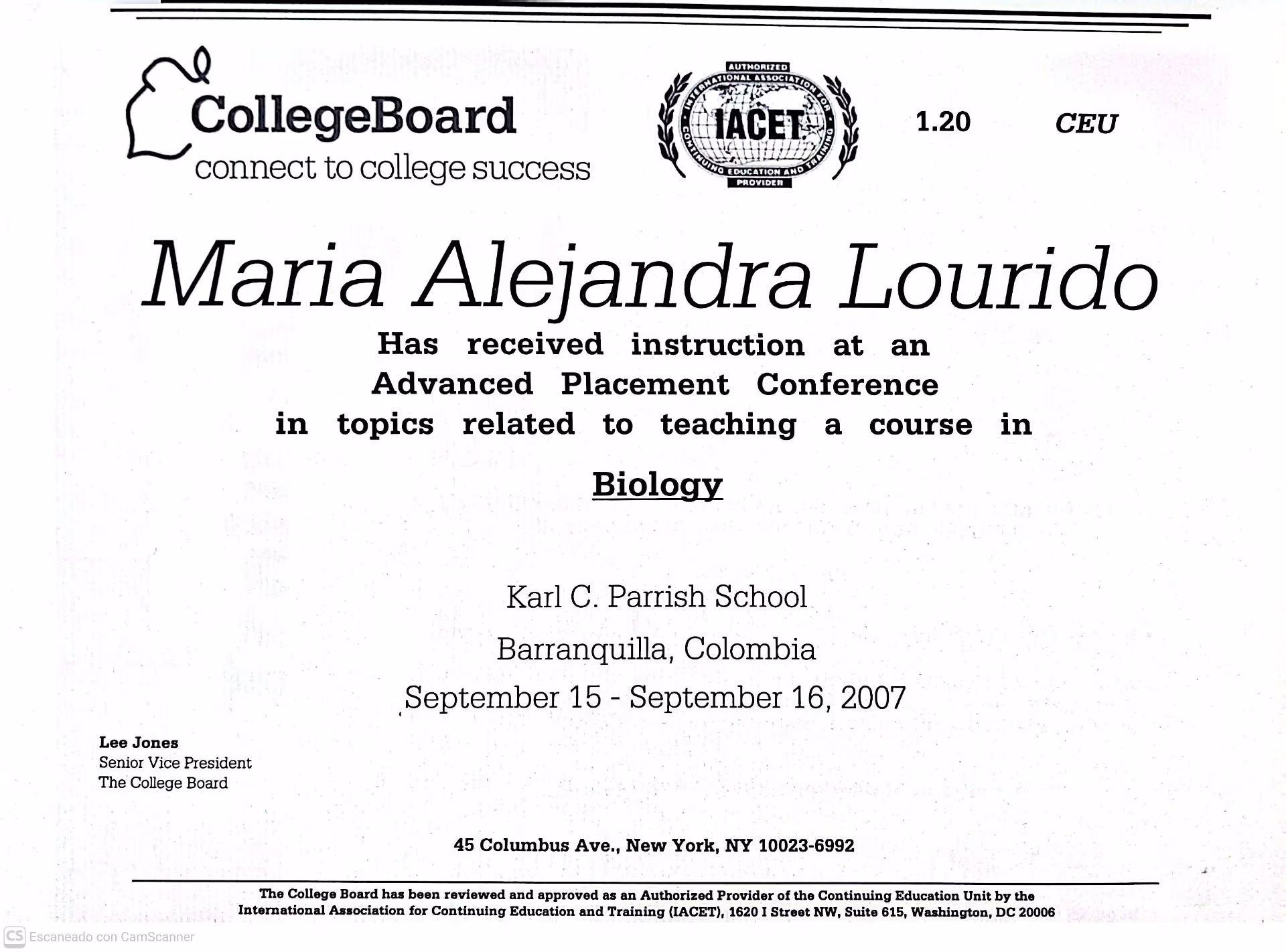 Maria graduated from Universidad del Valle